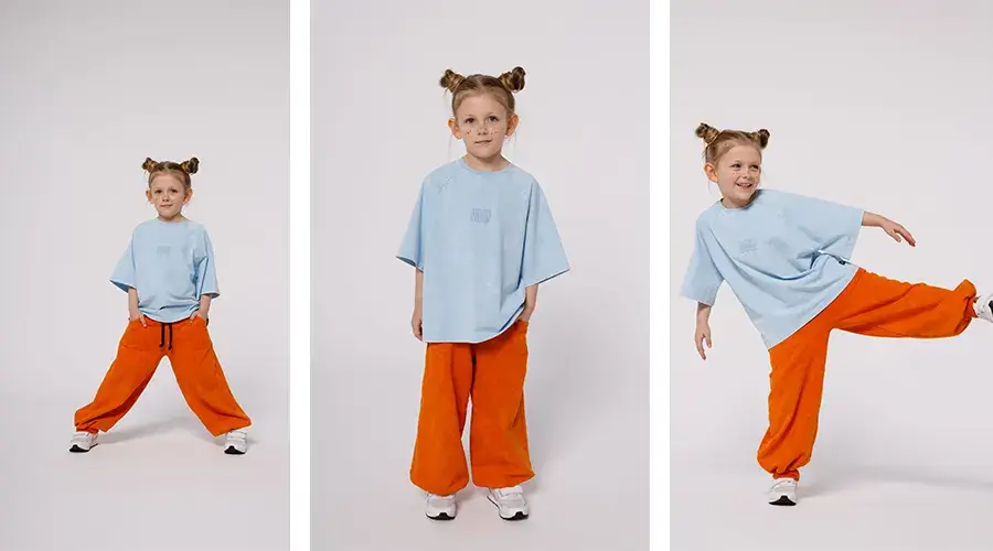 Streetwear - luźne ubrania na lato dla dzieci - pomarańcz