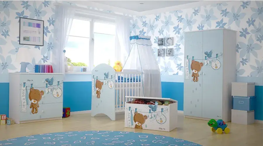 zestawy mebli dziecięcych z łóżkiem - niebieski